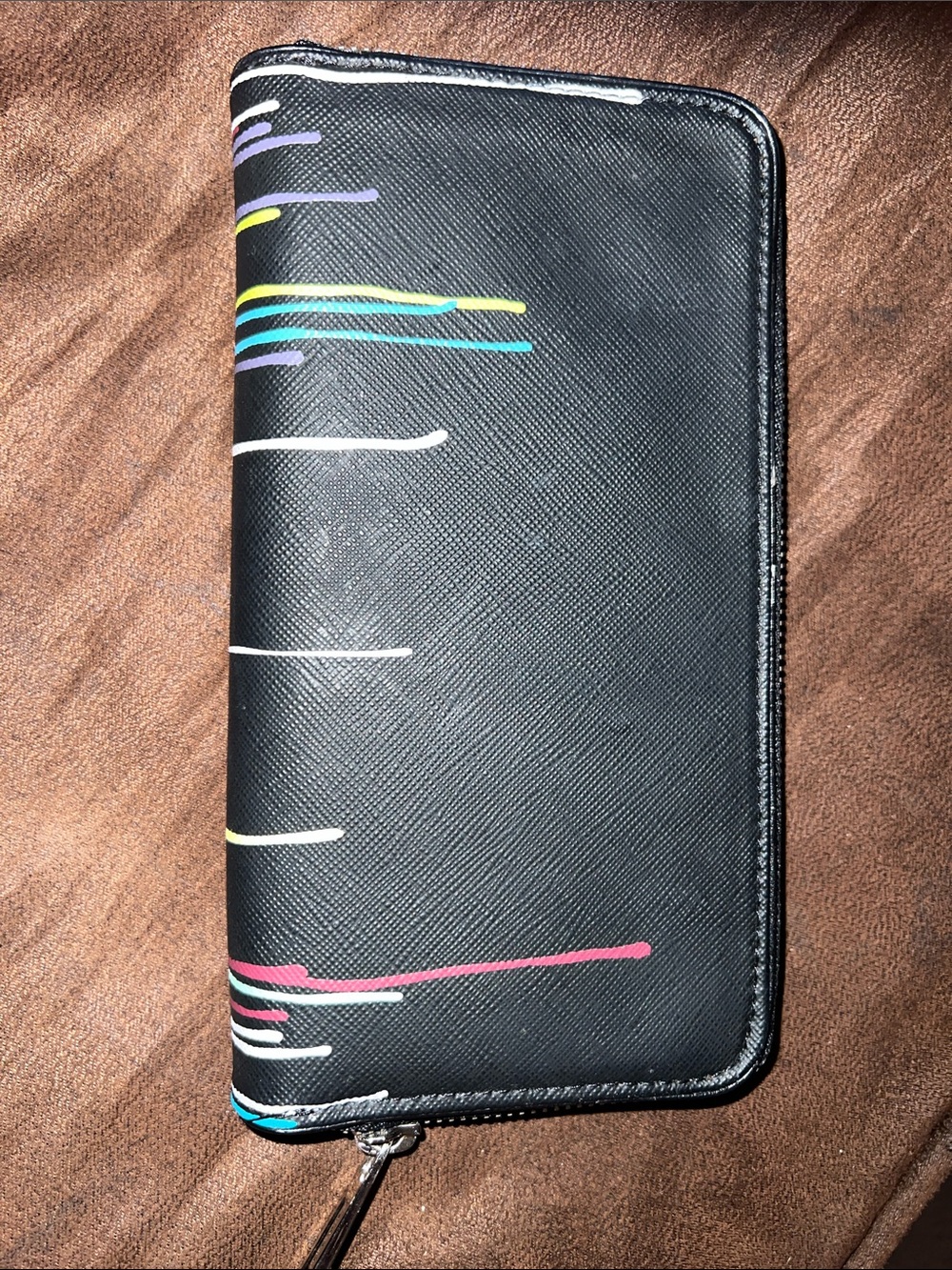 L.A.M.B. Black Multicolor Drip-Print Zip Wallet - Picture 2 of 7
